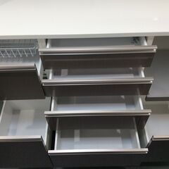 (9/10受渡済)JT3856【高橋木工所 幅140cm食器棚 】 サニー 品名：ラピス モアα 140H オープン キッチン収納 食器棚 レンジボード/レンジ台 ハイフロアキャビネット 