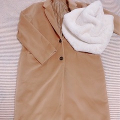 【決まりました！】ミルクティーブラウン色のコートとファーストールセット