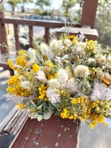 ミモザフライングリース 壁掛けリースにも mkg