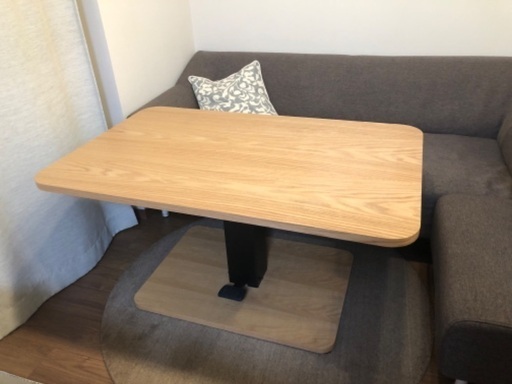 【中古・格安】 テーブル 昇降式 おしゃれ 木製 北欧  昇降テーブル ダイニングテーブル シンプル