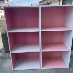 今日中　カラーボックス　2個　ピンク