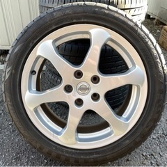 ◆DUNLOP ダンロップ 夏タイヤ 日産純正アルミホイール 4本セット 215/50R17 95V 17年製 6~7山 5穴◆