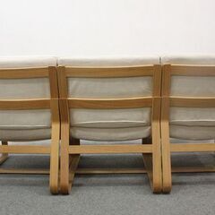 無印良品/MUJI リビングでもダイニングでも使えるソファチェア 3人掛け 肘掛付き 分離可能 ナチュラル   中古家具 店頭引取歓迎 R5638)