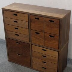 無印良品 スタッキングシェルフ 2×2 ウォールナット チェスト4つセット 