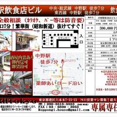 中野駅7分、貸店舗、重飲食可能、バー可能！