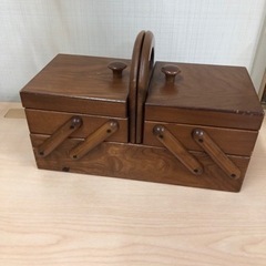 昭和レトロ 木製 裁縫箱  小物入れ ウッド 収納ボックス 大きめ