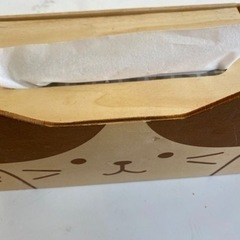ティッシュボックス　猫型　木製