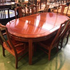 【愛品館八千代店】総花梨　伸長式ダイニング　7点セット