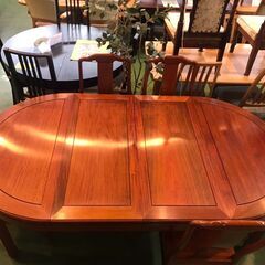 【愛品館八千代店】総花梨　伸長式ダイニング　7点セット