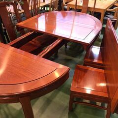 【愛品館八千代店】総花梨　伸長式ダイニング　7点セット