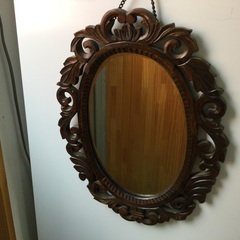 【値下げしました❗️】木製　壁掛け鏡