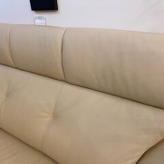 宇都宮でオシャレな家具を探すなら『オトワリバース！』美品 使用期間1カ月 馬場家具 本革 ソファ 3シーター 3人掛け オフホワイト 中古品