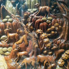 テーブル 彫刻 アンティーク 象 アジアン家具 木製家具 ガラス天板