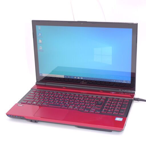 中古美品 赤色 ノートパソコン 富士通 AH56/K 新品SSD タッチ可 Wi-Fi有 第3世代Core i5 8GB BD 無線 Bluetooth カメラ Win10 Office