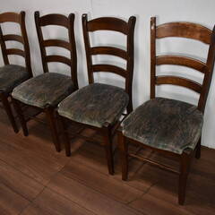 【ヤ取7/28終了】≪y150ジ 0816-02≫アンティーク 高級 ダイニングセット ベルギー テーブル 椅子4脚 木製