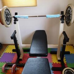筋トレ☆室内使用、ベンチプレス＆ダンベル 鉄アレイset☆