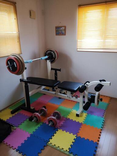 筋トレ☆室内使用、ベンチプレス＆ダンベル 鉄アレイset☆ (さっくん  