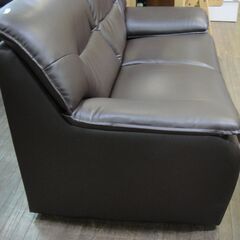 2人掛けソファ フェイクレザー ブラウン 2Pソファ ラブソファ 