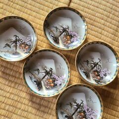 未使用　九谷焼　富士山　小皿　桜　5枚セット　和食器　お祝い