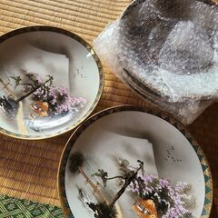 未使用　九谷焼　富士山　皿　桜　6枚セット　和食器　お祝い