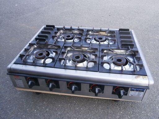 ☆中古品 マルゼン 5口ガスコンロ 都市ガス M-825C 2020年製 780ｘ540ｘ164ｍｍ 動作問題なし☆