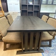 【リサイクルサービス八光　田上店　配達・設置OK】ダークブラウン　4人掛けダイニングセット