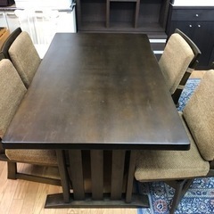【リサイクルサービス八光　田上店　配達・設置OK】ダークブラウン　4人掛けダイニングセット