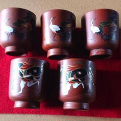 昭和レトロ  古い陶器の 湯呑み 5つセット 当時物