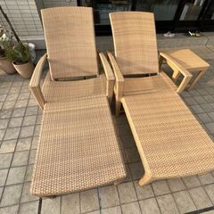 DEDON デドン パナマビーチチェアー2台 サイドテーブルセット