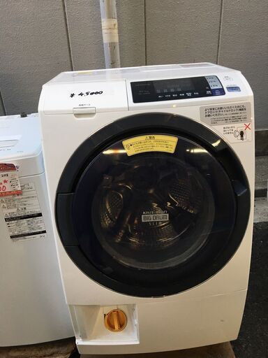 ☆中古 激安！！￥45,000！！HITACHI　日立　10kg洗濯機　家電　2017年製　BD-SG100AL型　幅63cmｘ奥行72cmｘ高さ105cm　【BD048】