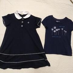 決まりました⭐女の子⭐110黒ワンピース＆濃紺Tシャツ