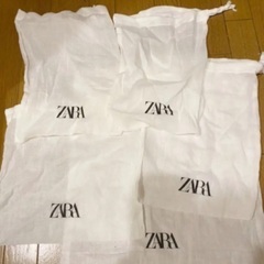 10点　ZARA ザラ 巾着 ショッパー エコバッグ 袋 WHI...