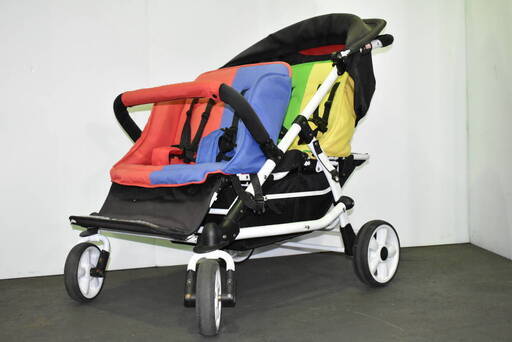 【保育園7/16-2台】≪y219/y220≫美品 Familidoo/ファミリードゥ 4人用 折畳み式 ベビーカー カラフルライフM4 フランス 22kg 保育園『複数出品』30124-01～02
