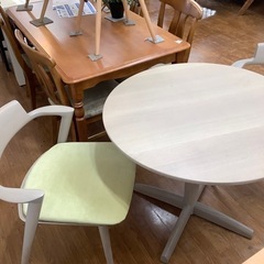 飛騨産業 ダイニング3点セット ナチュラル×グリーン