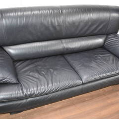【ヤ取終了10/30】≪y225ジ 30127-01≫良品 フランスベッド/カーザモンド サコモディ 2.5人掛 本革 ソファ イタリア モダン 黒 革/レザー