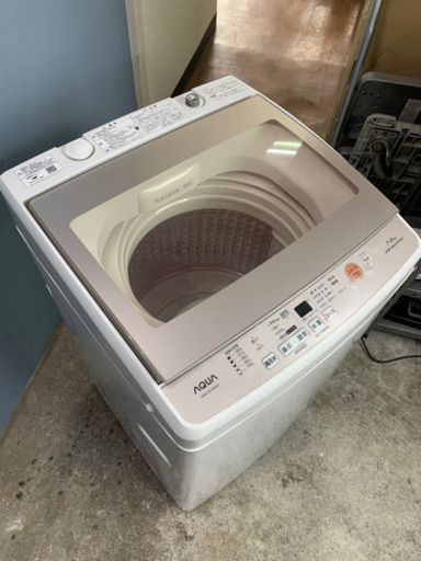 札幌市内配送無料 19年製 AQUA アクア 7kg 全自動洗濯機 AQW-GV70G 簡易乾燥機能