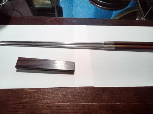 美品♦️激安♦️高級黒檀の長め鉄箸♦️銀細工♦️長さ46㌢♦️箸指し