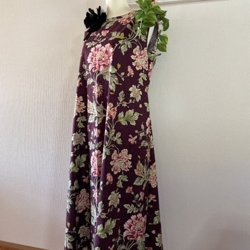 ハンドメイドレディースワンピースノースリーブロングワンピースリボン付きパープル 上野屋 桜川のワンピース の中古 古着あげます 譲ります ジモティーで不用品の処分