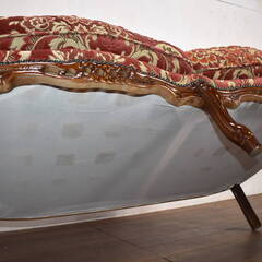 【ヤ取終了3/9】≪y227ジ 30202-03≫美品 イタリア 高級 アンティーク風 2人掛け ソファ 金華山織 連鋲/飾鋲 ロココ調 クラシック家具