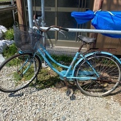 【ネット決済・配送可】【配送可能】自転車 ママチャリ 水色
