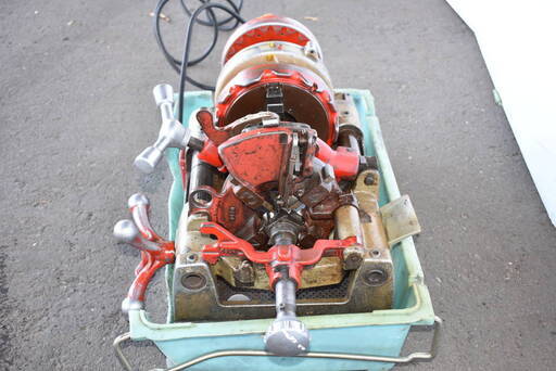 【ジモ取引終了3/2】≪y232ジ 40212-01≫良品 動OK REX/レッキス ねじ切り機 S50AⅢ ダイヘッド2個 パイプ 工業/工作/切断 機械 現場 水道