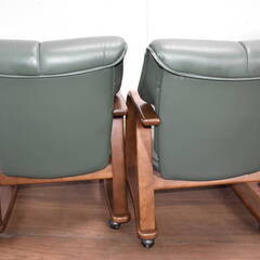 【ヤ取終了9/7】≪y242ジ 40216-03≫冨士ファニチア 本革 ミーティング/ダイニング ソファ/チェア 4脚セット キャスター 木製フレーム