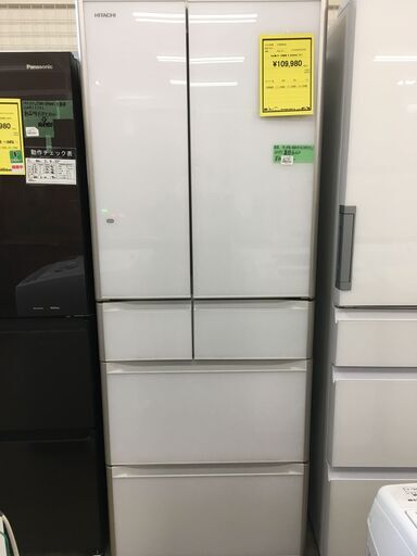 値下げしました!!　冷蔵庫　日立　HITACHI　R-XG4800G-XW　6ドア冷蔵庫　2017年製　真空チルド　プレミアム　XGシリーズ　クリスタルホワイト　6ドア　観音開きタイプ　475L　自動製氷機能　ファミリータイプ　大容量　クリーニング済　堺市　石津