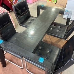 ニトリ ダイニングテーブルセット 5点セット ガラステーブル ブラック