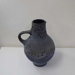 JM14831)花器　陶器　花瓶 ブルー系　中古品【取りに来られ...