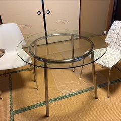Ikea ガラステーブル　椅子2脚