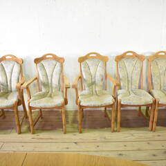 【12/10受渡終了】≪n1819≫アンティーク エクステンション テーブル 伸縮 大型 ダイニング 8点 セット ドローリーフ 1112-02