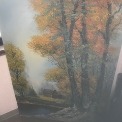 油絵　秋の自然の風景