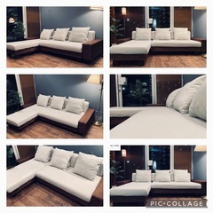 ☑️ジモ売約済　左右切り替え可a,flat32万KeiLowsofa美アジアンコーナーソファーラグジュアリーホワイト