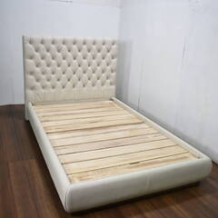 【ヤ取終了11/10】≪zy142≫極美品 SIMMONS/シモンズ 最高級 約110万円 セミダブル ベッド GROSELILLE/グロゼーユ エクリュ 牛革 Beautyrest LUXE 0801-01